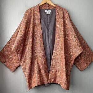 The Daily Planet Kimono Free Size Paisley Wool Artsy Brocade Jacket Boho Asian